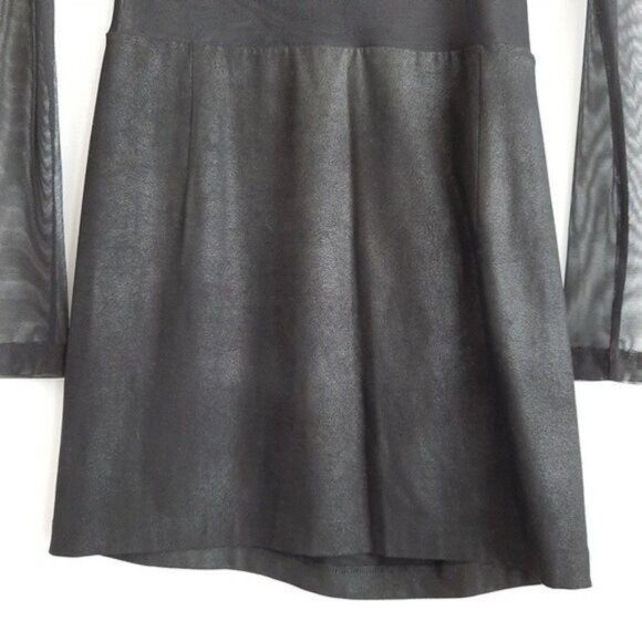 BCBGMAXAZRIA / Black Mesh Long Sleeve Fitted Short Mini Dress Sz XS - Picture 13 of 16